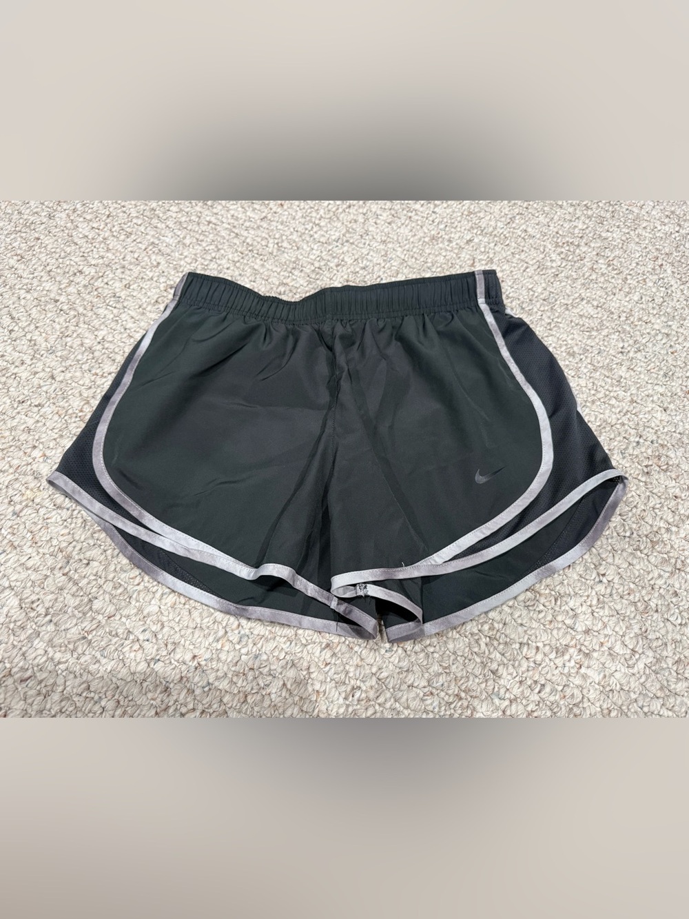 Nike Women's Black Athletic Shorts with Silver Trim